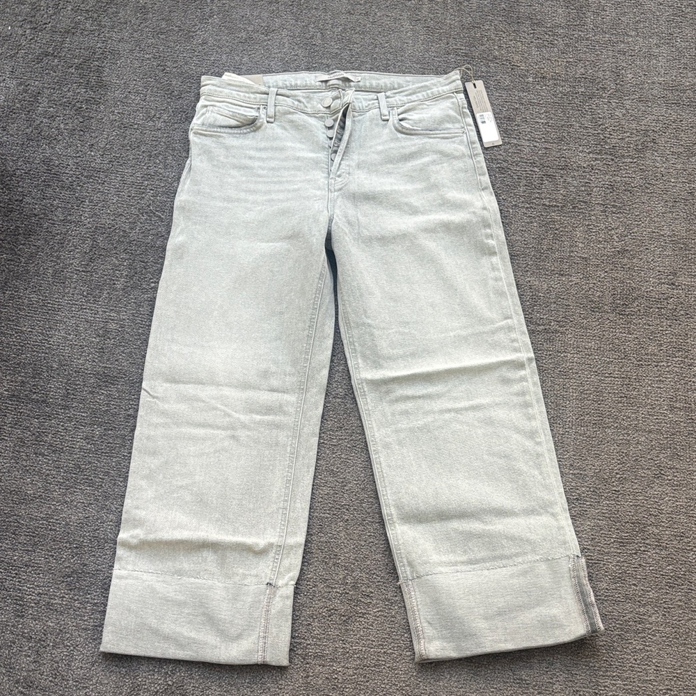 Hudson Light Gray Wide-Leg Jeans